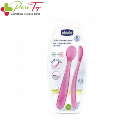CHICCO 2 CUILLERE SILICONE, 6M+